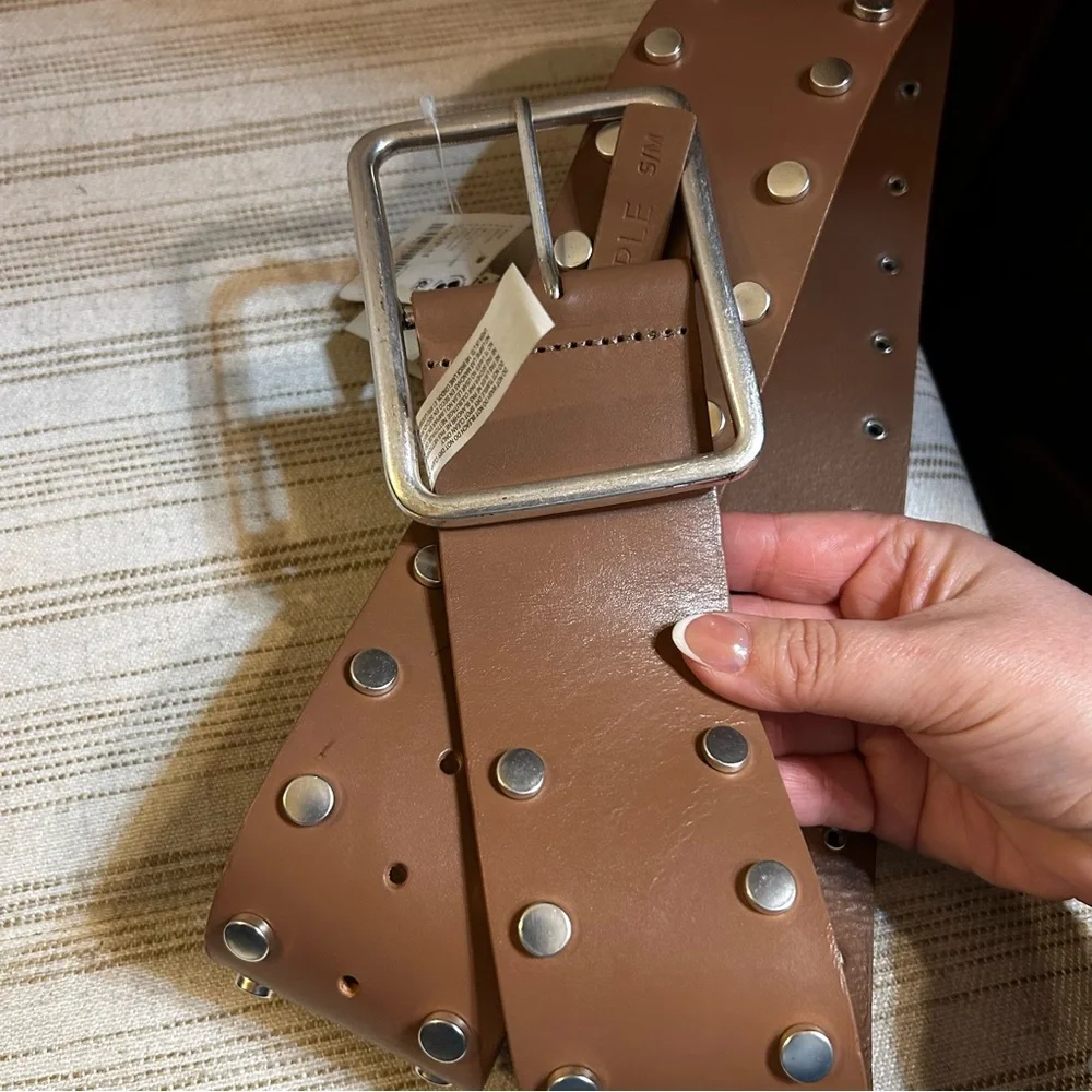 NWT Free People Hex Studded Hip Belt Mocha Mousse